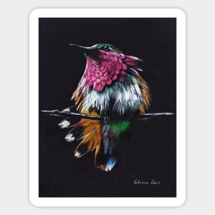 "Jewel"  Amethyst-Throated Hummingbird mixed media painting Sticker